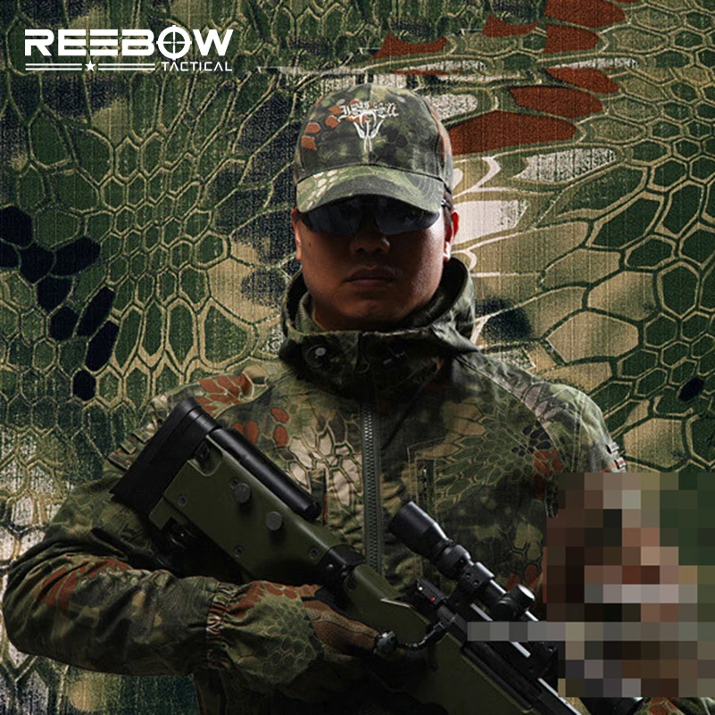 REEBOW тактическая уличная камуфляжная охотничья куртка с текстурой питона Мужская