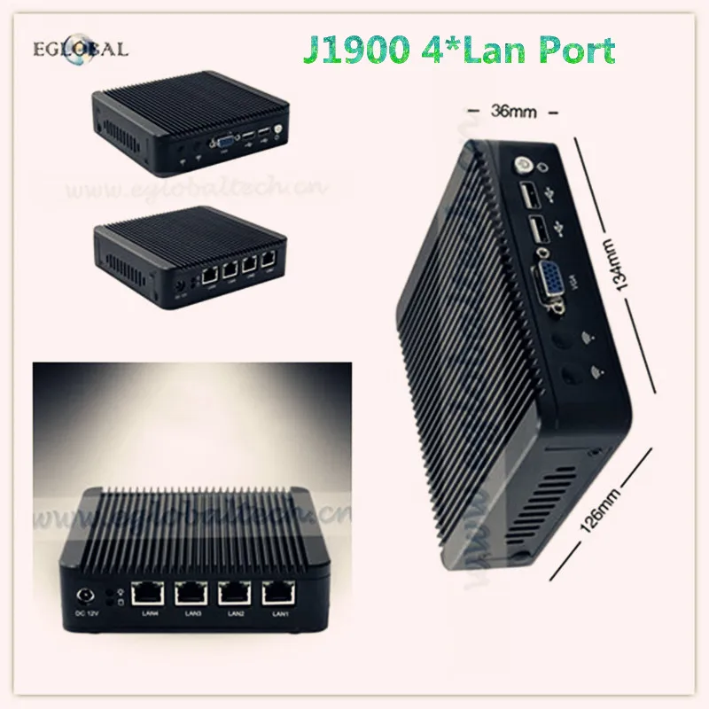  Intel SOC Nuc Barebone Fanless Mini PC Windows 8 Intel J1900 2GHz Quad Core HTPC TV Box 1*VGA port, 4*LAN port(RJ-45) 