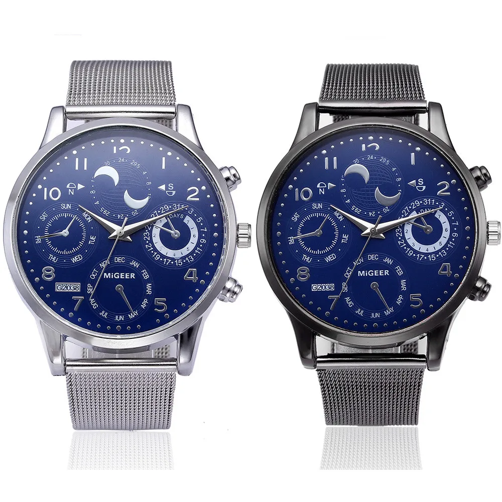 watches men fashion watch 2018 Fashion Crystal Stainless Steel Analog