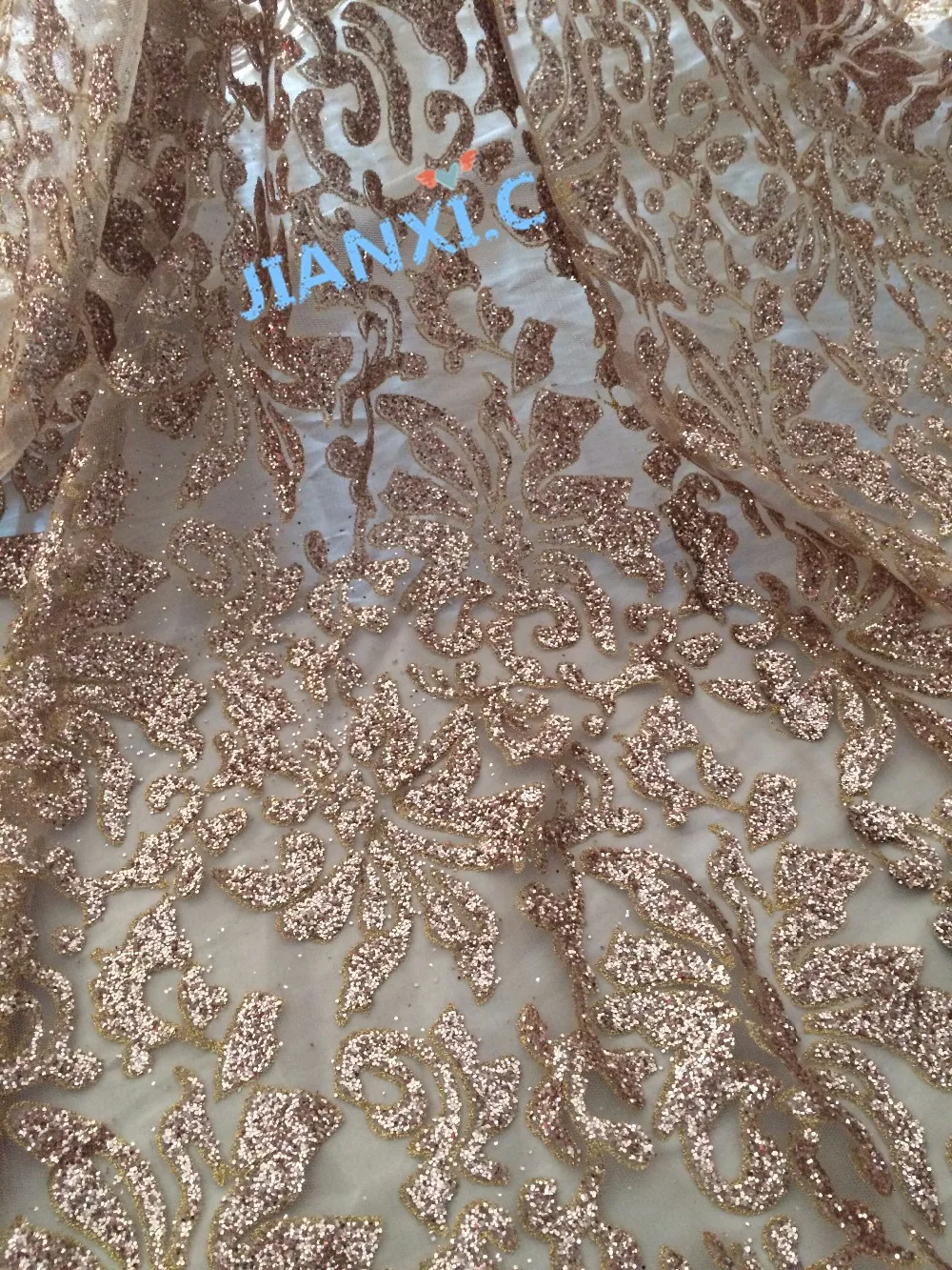 PROD 32829498468 JIANXI.C-83103 French Net Lace fabric for evening
dress hot sale glued glitter French tulle Material Net Lace fabric