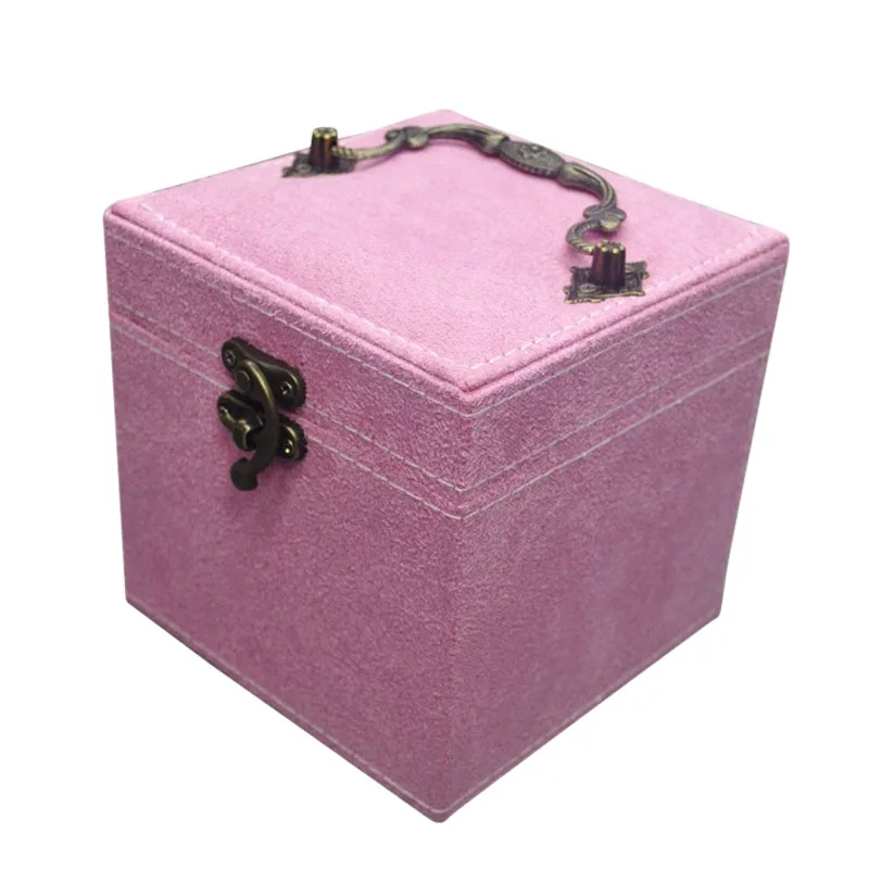 

Three Layers Velvet Jewelry Box Ring Necklace Storage Case Flannel Makeup Organizer Women Valentine'S Day Gift Box