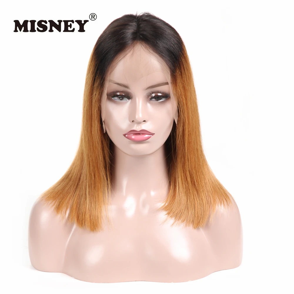 

360 Lace Frontal Wigs Human Hair Silky Straight Wave Two Tone Ombre Blonde Color Half Lace Wig Brazilian Virgin Hair Hand Tied