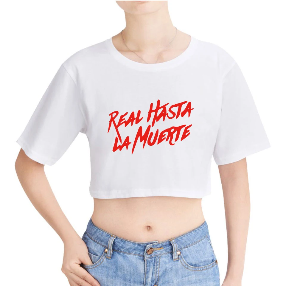 Real Hasta La Muerte 2D Anuel AA Midriff-baring футболка Женская Летняя Сексуальная Повседневная модная футболка с короткими рукавами