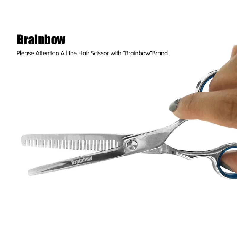 Brainbow 6 inch Cutting Thinning  Styling Tool Hair Scissors Stainless Steel Salon Hairdressing Shears Regular Flat Teeth Blades images - 6