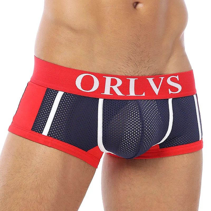 

ORLVS Brand Sexy Men Underwear Boxers Cuecas Patchwork Solid Gay Underwear calzoncillos hombre slips Male Shorts
