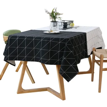

Simplicity Christmas Tablecloth Black and White Striped Plaid Waterproof Linen Cotton Table cloth Dining Table Table cover
