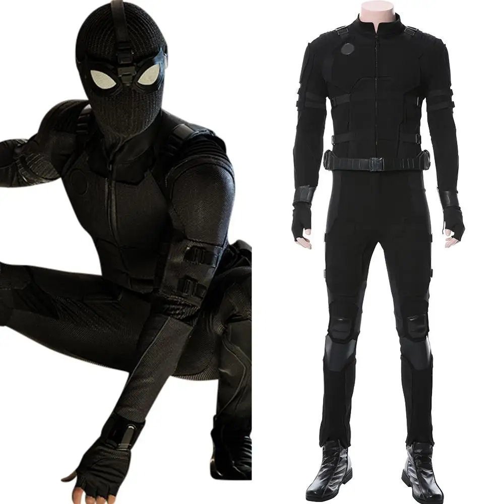 

Avengers Spiderman 2 Far From Home Cosplay Black Spiderman Stealth Suit Costume Shoes Spiderman Noir Jumpsuit Men Halloween
