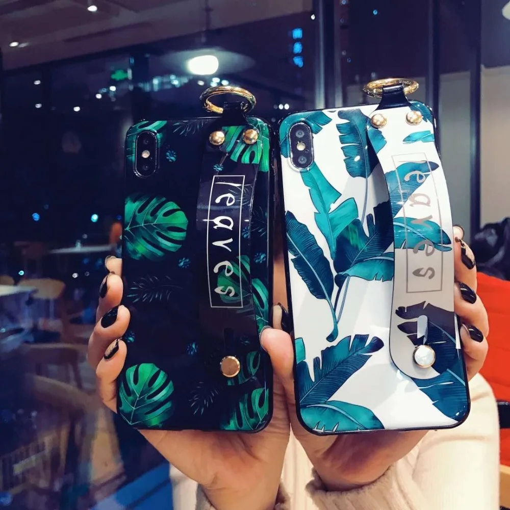Ins ретро лист наручный ремешок Iphone7/8 plus чехол для телефона iphone/Max/XR мягкий