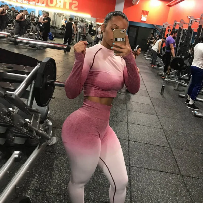

2019 Unique Women Athletic Gym Leggings Tie Dye High Waist Workout Fitness Clothing Yoga Sets