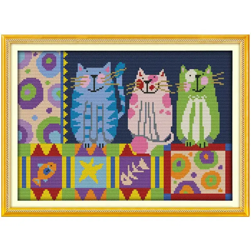 Abstract Painting Cats Counted Cross Stitch 11CT 14CT Cross Stitch Cross Stitch Kit Embroidery