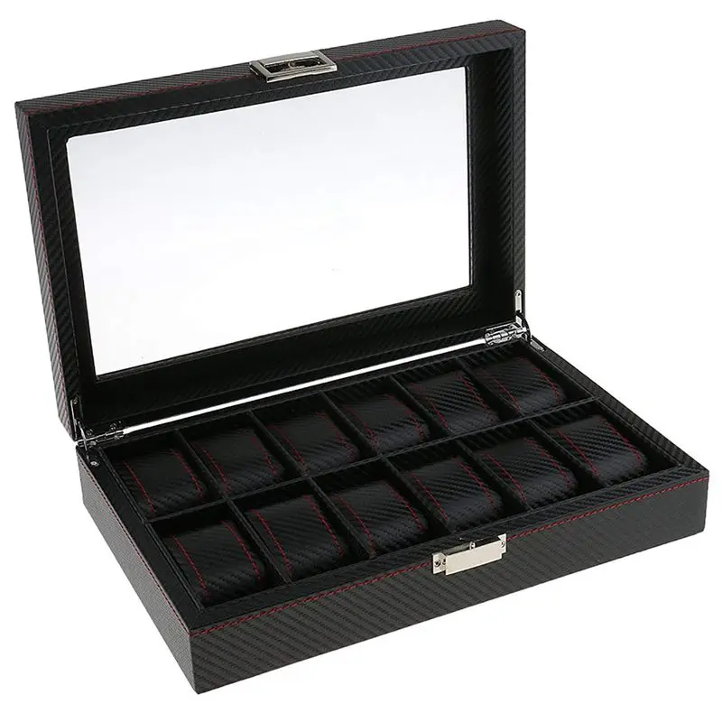 

Fashion Jewelry Display Case Jewelry Storage Box 12 Slots - Black