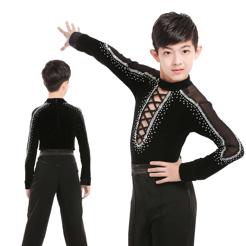 Новый Дизайн дети мальчик Бальные танцевальная Топы Одежда с длинным рукавом латино Танцы Профессиональное исполнение для Детская