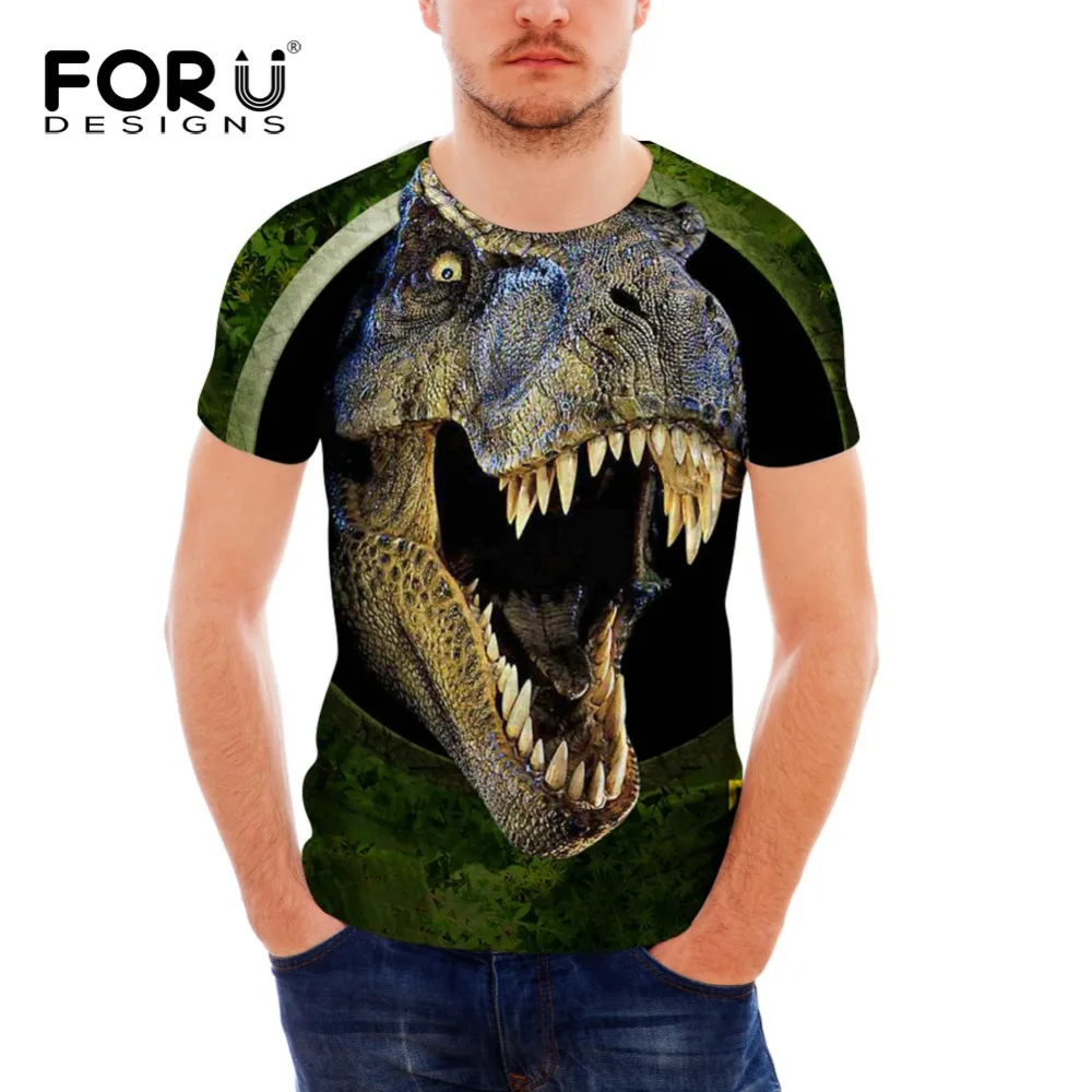 

FORUDESIGNS Wholesale 3D Animal T-shirt For Men Silm Fit Tops Tee Short Sleeve Bodybuilding Elastic Dinosaur Trasher Tshirt S M