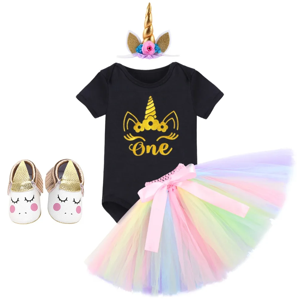 Baby Girls Cake Smash Outfit Birthday 4pcs Set Unicorn Rainbow Skirt Romper Baby Shoes Headband Cute Baby Girls Clothes Outfits Baby Girls Cake Smash Outfit Birthday 4pcs Set Unicorn Rainbow Skirt Romper Baby Shoes Headband Cute Baby Girls Clothes Outfits