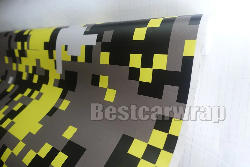 yellow pixel camouflage vinyl car wrappping film covering Foile sticker graphics boat truck laptop skin (7)