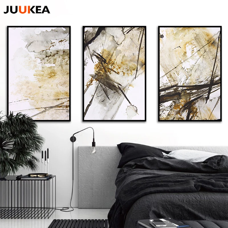 

2018 Triptych Abstract Watercolor All-match Style Canvas Print Painting Poster Wall Picturs For Living Room Cuadros Decoration