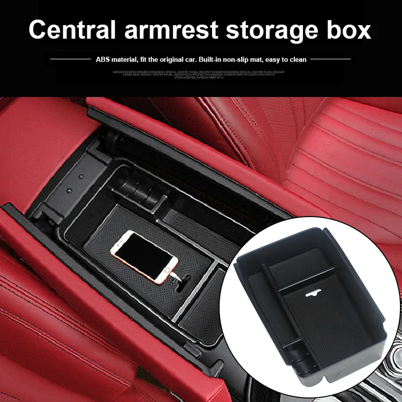 Central Armrest Storage Box Cover Trim ABS Car Organizer for Maserati Ghibli Levante 2014-17