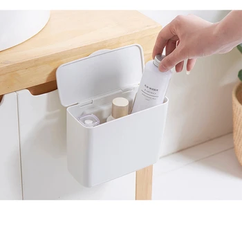 

Multifunction Doors Cabinet Hanging With Lid Storage Box Kitchen Dustbin Bathroom Cosmetic Organize Container Desktop Trash Box