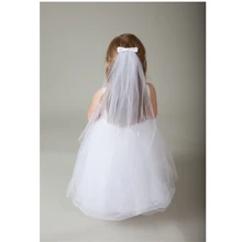 Вуаль белого цвета и цвета слоновой кости для первого причастия для девочек, однослойная вуаль с бантом для свадьбы, с цветами, для детей, для свадьбы, Fille velos de novia