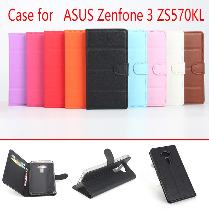 

Litchi Grain Leather Case for Asus Zenfone 3 ZS570KL Luxury Flip Stand Wallet Card Cover Bag Coque for Asus Zenfone 3 ZS570KL