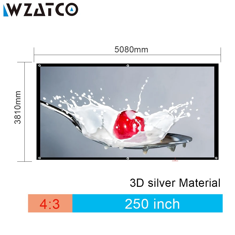 

WZATCO Projection Screen High-Quality Large Size 250 inch 4:3 3D Silver Screen Home Theater Fabric Without Frame For Cinema