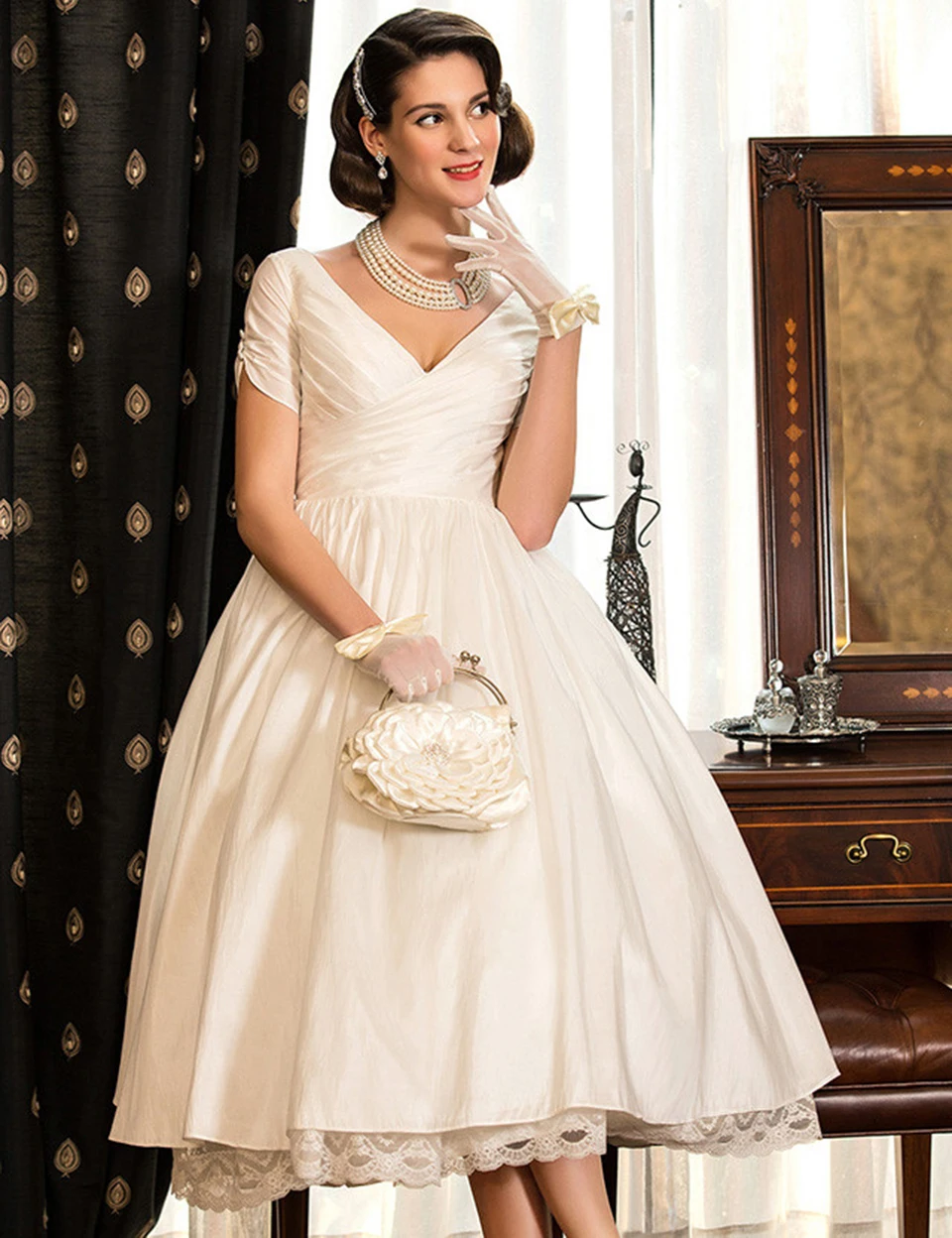 Champagne Vintage Simple Wedding Dress