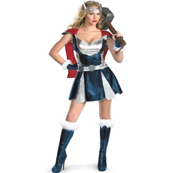 

Halloween Hero Cosplay Costumes Sexy Masquerade Woman Thor God of Thunder Role Play Disfraces