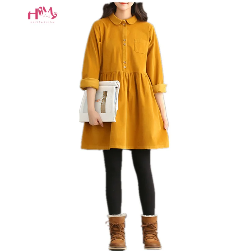 Beste Japanse Koreaanse Stijl College School Corduroy Groene Jurk Lady Lange Mouwen Sweet Retro 2018 Mode Jurk vrouwen Winter Midi