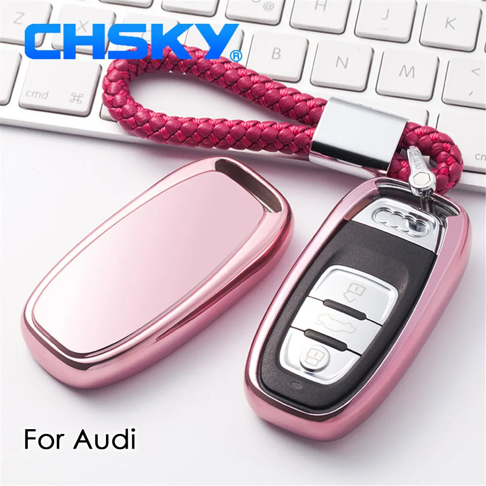 

CHSKY TPU For Audi key cover For Audi A4 A5 A6 A7 Q5 Q7 R8 RS4 RS5 Car key covers Shell case keychain Car Styling accessories