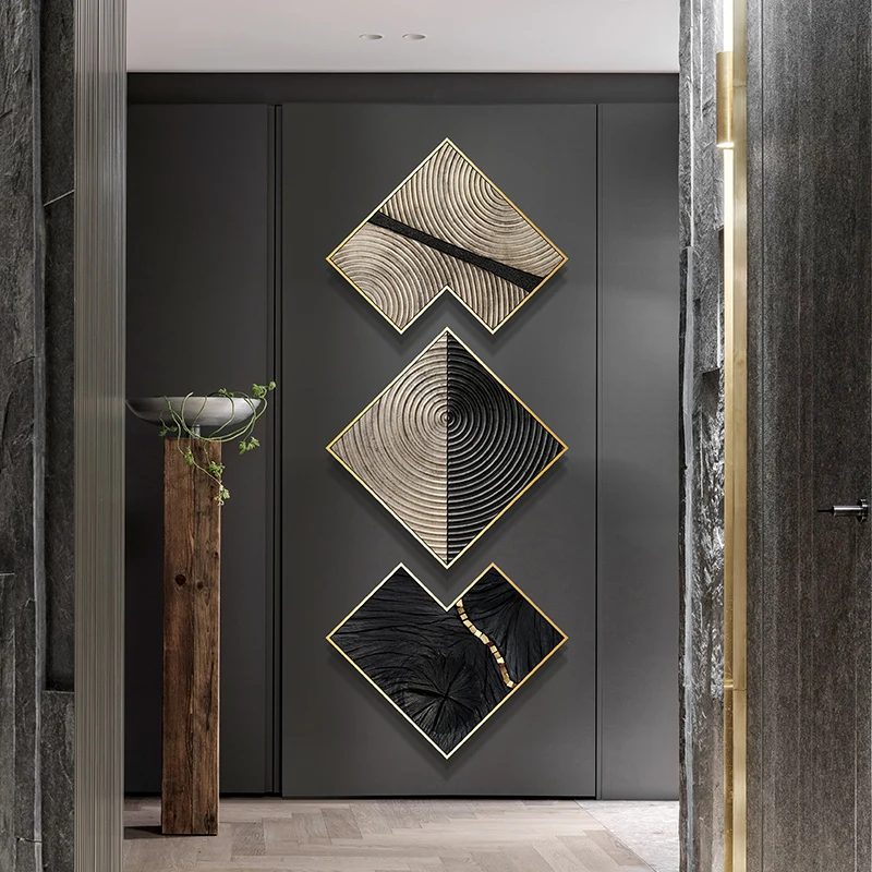 Дешево Современная гостиная диван фон настенная живопись отель офис Фреска сочетание атмосферная Роскошная абстрактная декоративная живопись