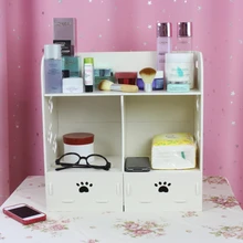 Style Wood casket cosmetics desktop storage box makeup case with drawer shelf storage case gadgets 311E