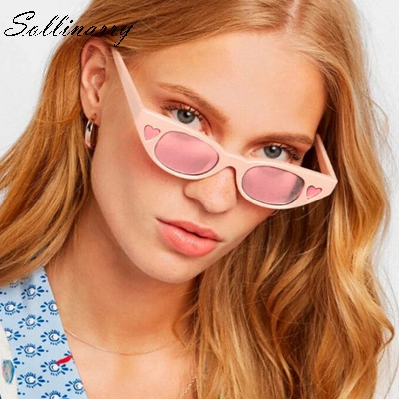 

Sollinarry 2019 Sunglasses Women Fashion Pink Cat Eye Designer Sungless Female Holiday Beach Sunglasses