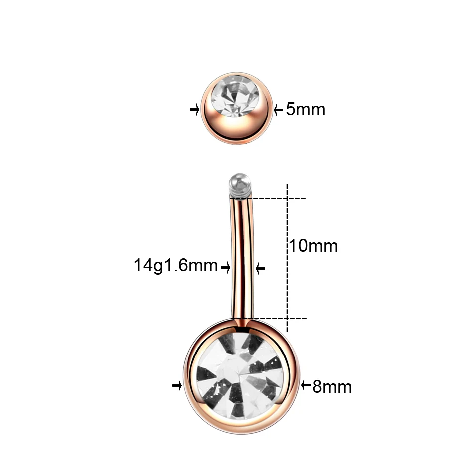 1PC/Lot 14G Belly Button Piercing Nombril Navel Earring Stainless Steel Colorful Crystal for Women Sexy Body Jewelry piercing jewelry body piercing earrings ear piercing jewelry metal jewelry belly button earrings belly button piercings body piercing jewelry body jewelry
