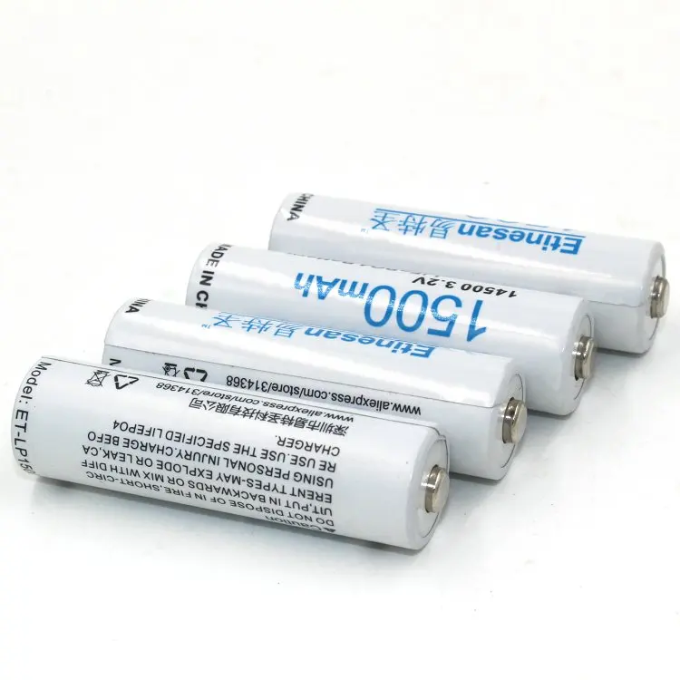 4 шт. Etinesan 3,2 v 1500mAh 14500 AA LiFePo4 литиевая аккумуляторная батарея фонарик, камера, бритва, радио, пульт дистанционного управления