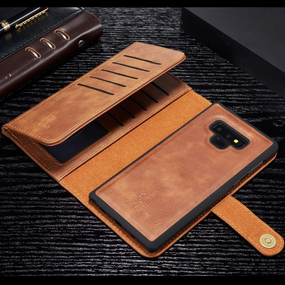 

Genuine Leather Case Flip Cover for Samsung Galaxy S7 Edge S8 S9 S10 Plus Note 8 9 Tri-fold Wallet Purse Bag Magnetic Back Shell