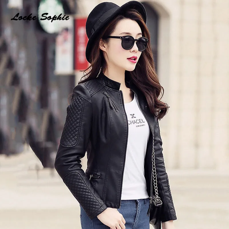 Women's Plus size short jacket coats 2019 Autumn New faux fur PU Leather Splicing Small Jacket ladies Skinny locomotive coats