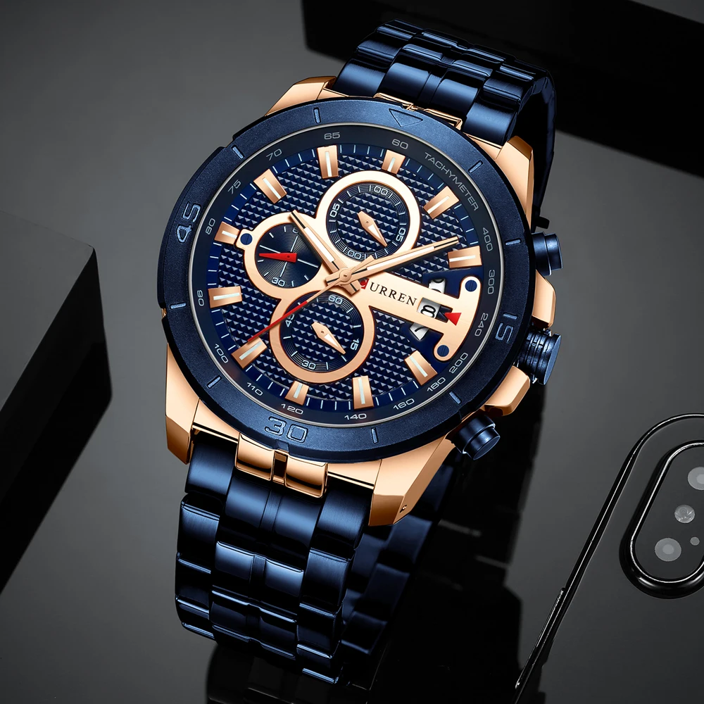 

CURREN Men Business Watch Luxury Brand Stainless Steel Wrist Watch Chronograph Army Military Quartz Watches Relogio Masculino