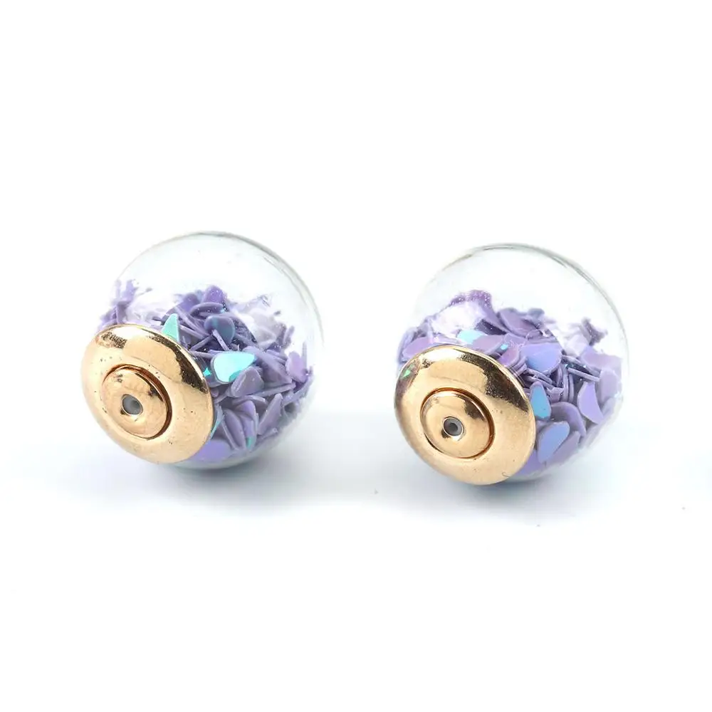 Стеклянные ушные гайки DoreenBeads золотистые затычки для сережек цветные блестки AB