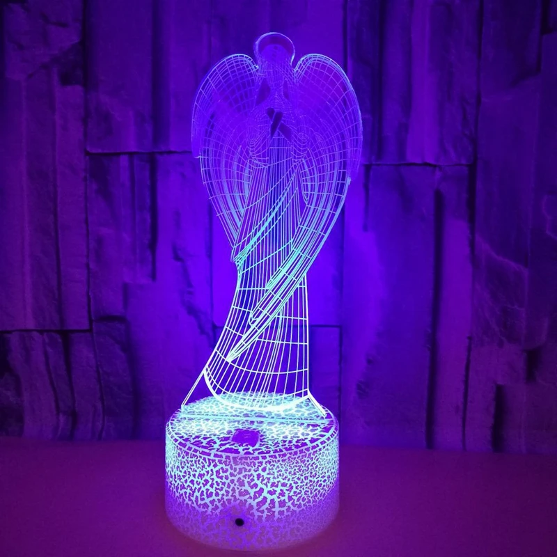 Colorful Angel Shape 3D Touch Led Night Light Home Office Atmosphere Table Lamp for Children Kids Gift USB Light Fixture (5)