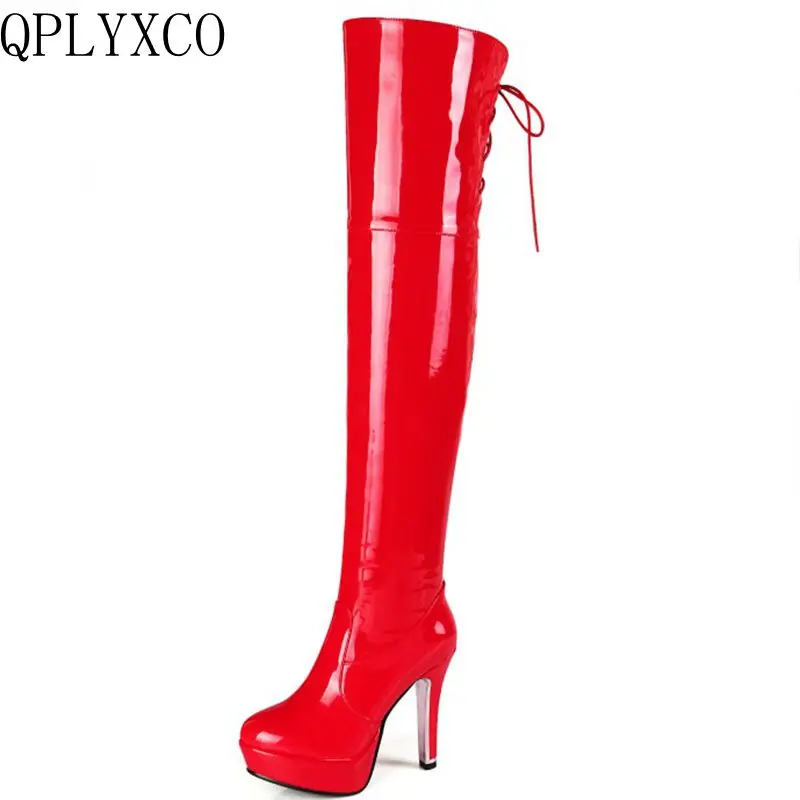 

QPLYXCO High quatily Sexy Big Size 34-48 winter Boots Women shoes over knee Boots dance High heels(11.5cm) botas mujer 5203-13