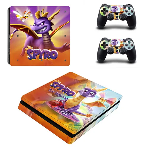 Game Spyro The Dragon PS4 Slim Skin Sticker For Sony PlayStation 4 Console and 2 Controllers PS4 Slim Skins Sticker Decal Vinyl 