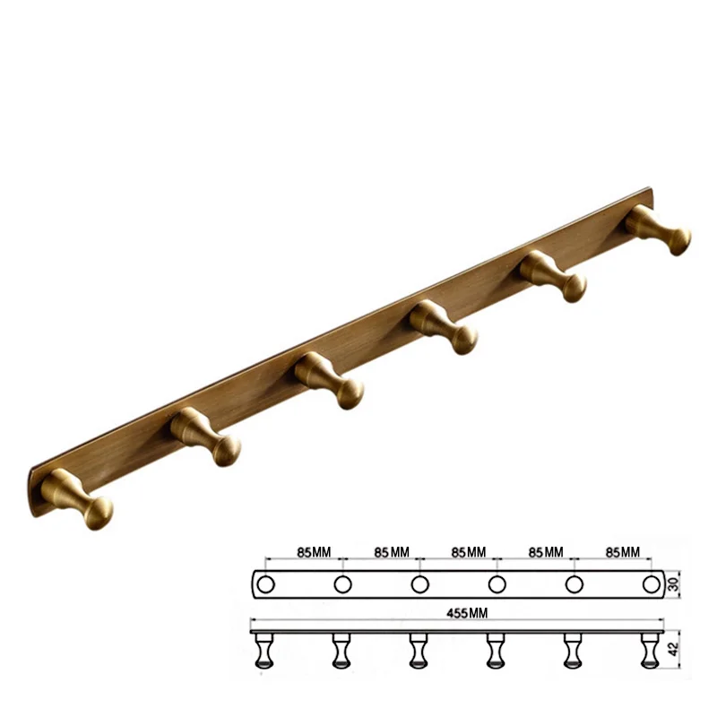 Античная Ванная комната молния бронза латунь настенные Винтаж 4 5 6 пальто крючки декоративные одежда крючок Полотенца вешалка ключ держатель - Цвет: 6 hooks