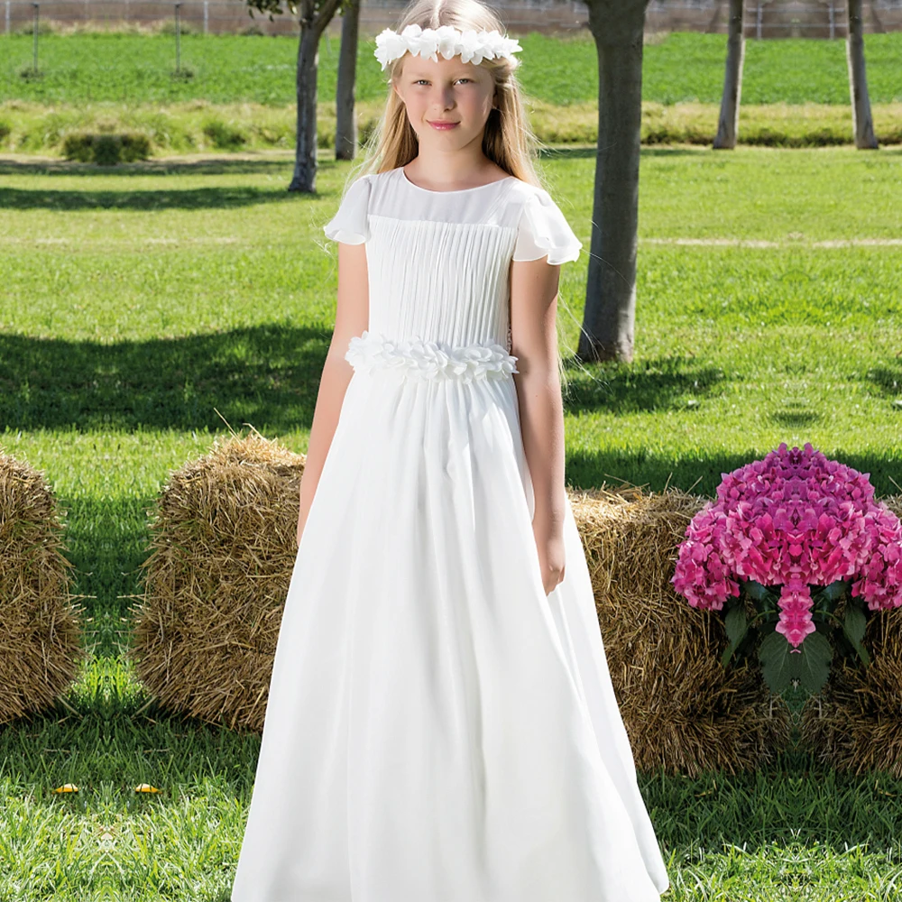 white bohemian flower girl dress