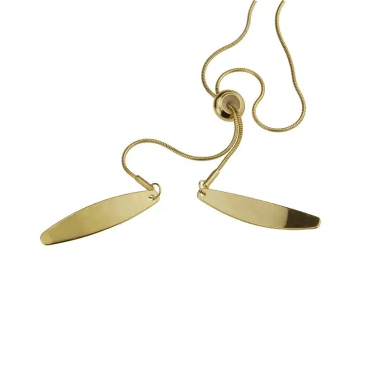 Новое дизайнерское золотое ожерелье длинное из нержавеющей стали подвеска