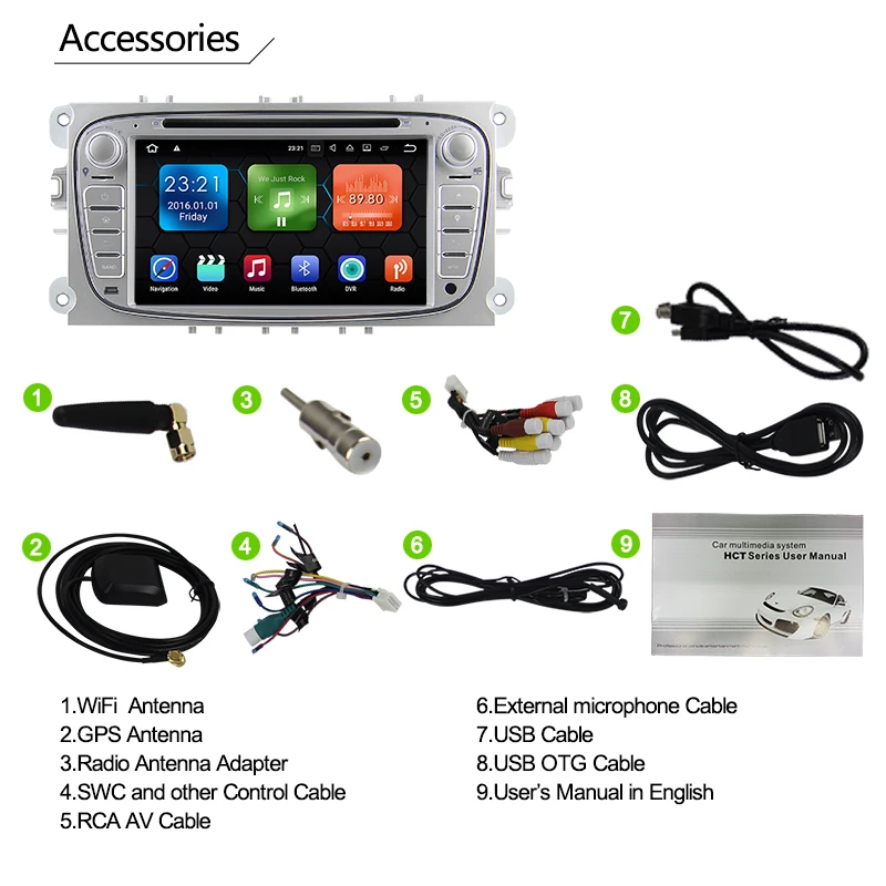 Perfect Android 9.0 Car DVD Player for Ford Focus Mondeo Galaxy Car radio Audio Radio Stereo GPS Head Unit with 2G RAM 19