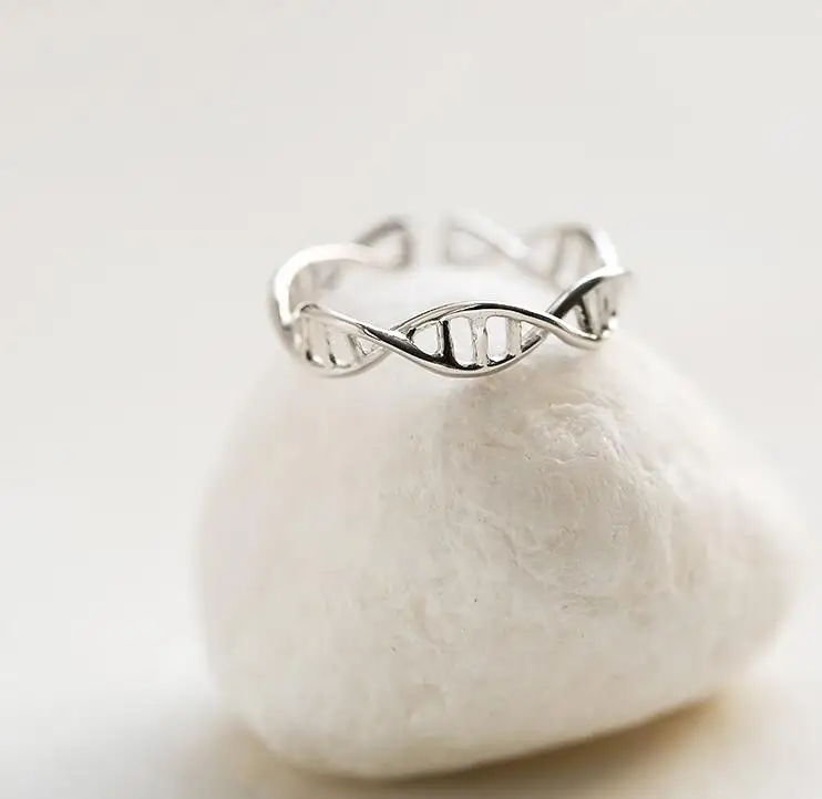 Jisensp New Fashion Biology DNA Rings for Women Minimalist Chemistry Molecule Rings Men Double Helix Anel Ring Bague bijoux