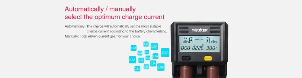 Lithium Battery Charger Miboxer Smart Battery Charger C2-6000.06