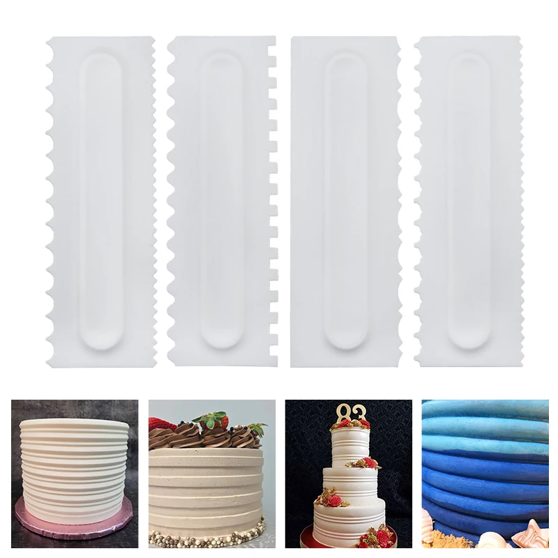 

New Cake Decorating Comb 4 Pcs/set Cake Scraper Smoother Cream Decorating Pastry Icing Comb Fondant Spatulas Baking Pastry Tools