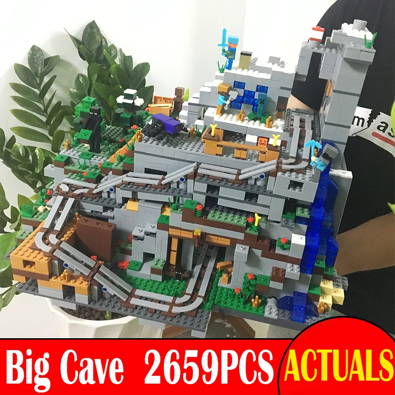 

2659PCS My world Minecraft The Mountain Cave anime action figures Building Block Bricks hot Toy For Children Similar With 21137