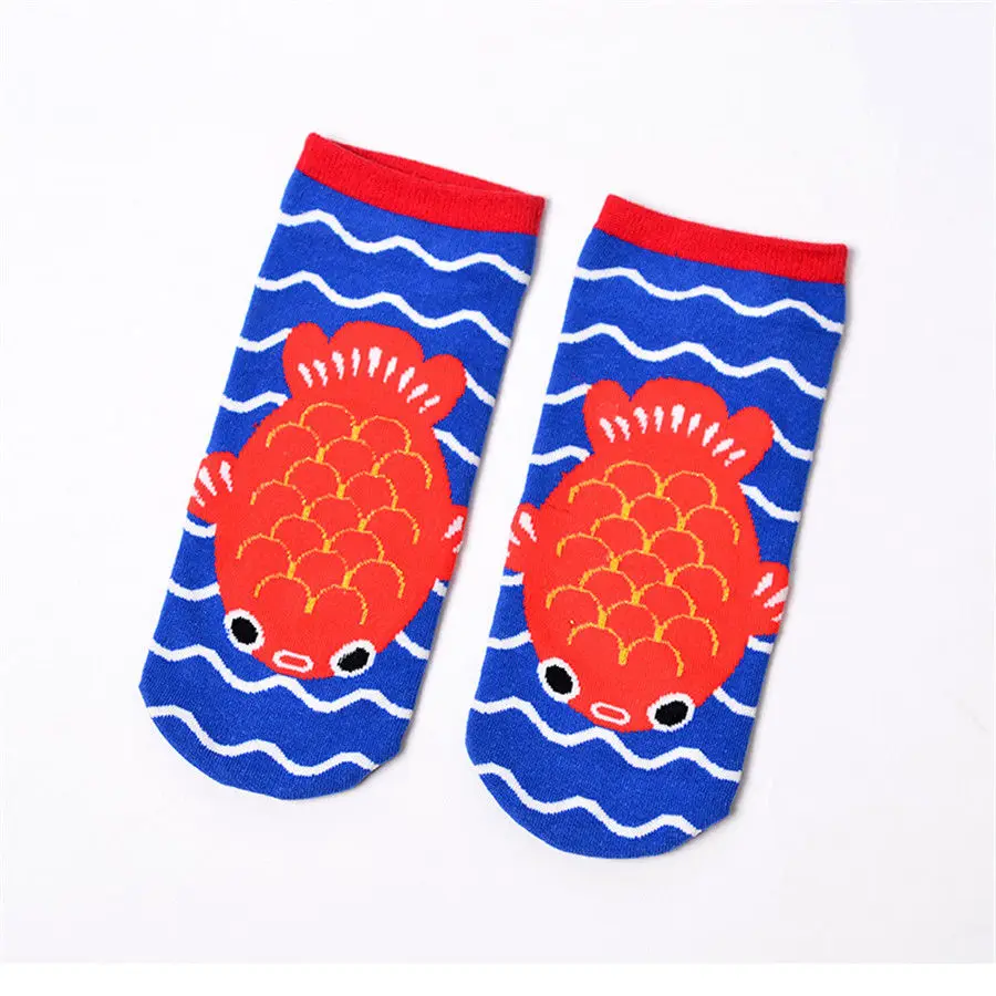 [Wploikjd] Япония женские Модные носки с мультяшным рисунком творческий с принтами в виде кошек, рыба суши узор художественная смешные носки Harajuku милые носки Meia - Цвет: 4